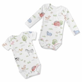 Farm Animals Collection 0-6M Baby Clothes Bodysuits - 2 Pack Set