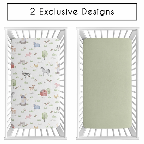 Farm Animals Collection 100% Cotton Muslin 2 Pack Crib Sheets - alt image 1