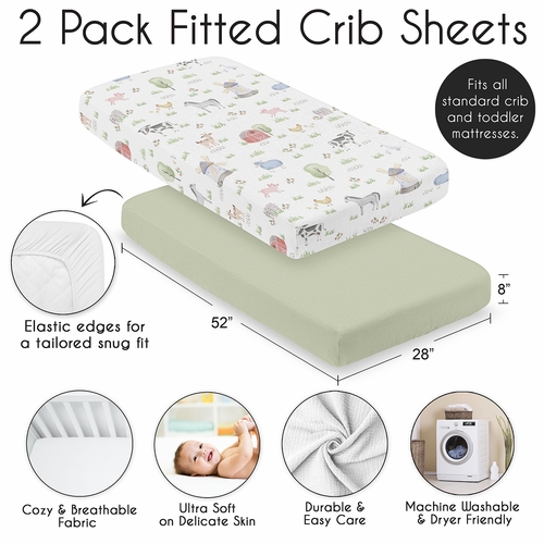 Farm Animals Collection 100% Cotton Muslin 2 Pack Crib Sheets - alt image 3