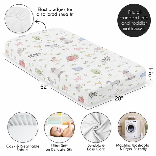 Farm Animals Collection 100% Cotton Muslin Crib Sheet - alt image 3