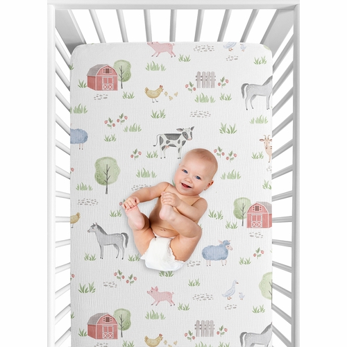 Farm Animals Collection 100% Cotton Muslin Crib Sheet - alt image 5