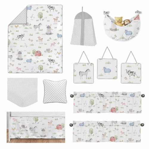 Farm Animals Collection 11 Piece Bumperless Crib Bedding - alt image 1