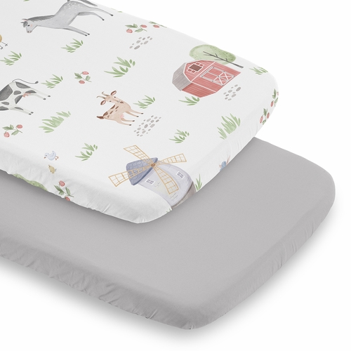 Farm Animals Collection 2 Pack Baby Bassinet Fitted Sheets