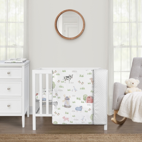 Farm Animals Collection 3 Piece Mini Crib Bedding Set