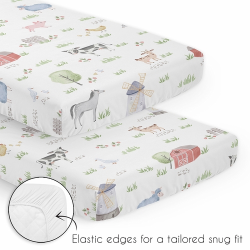 Farm Animals Collection 3 Piece Mini Crib Bedding Set - alt image 3
