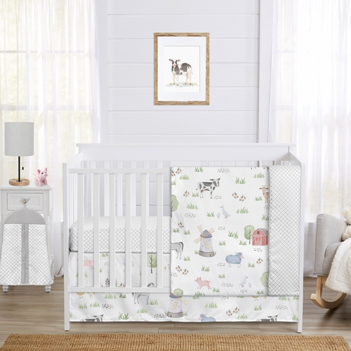 Farm Animals Collection 4 Piece Bumperless Crib Bedding