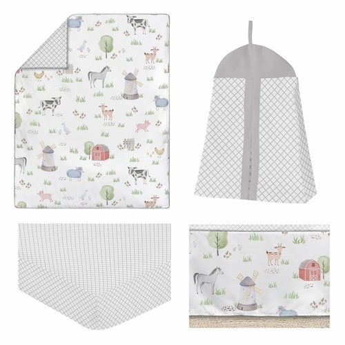 Farm Animals Collection 4 Piece Bumperless Crib Bedding - alt image 1