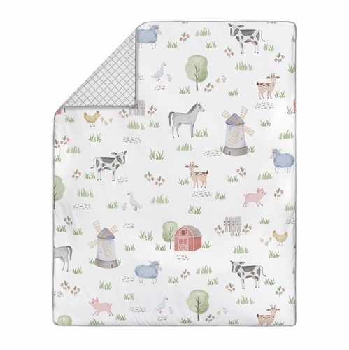 Farm Animals Collection 5 Piece Bumperless Crib Bedding - alt image 2