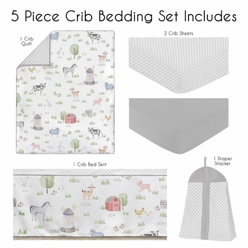 Farm Animals Collection 5 Piece Crib Bedding - alt image 1