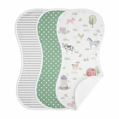 Farm Animals Collection Absorbent Burp Cloths - 3 Pack Set