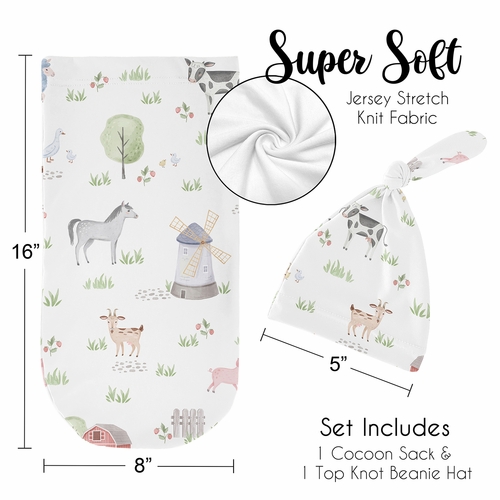 Farm Animals Collection Baby Cocoon and Beanie Hat - 2 Piece Set - alt image 4