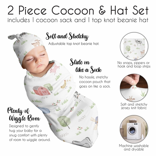 Farm Animals Collection Baby Cocoon and Beanie Hat - 2 Piece Set - alt image 5