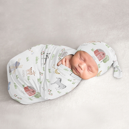 Farm Animals Collection Baby Cocoon and Beanie Hat - 2 Piece Set