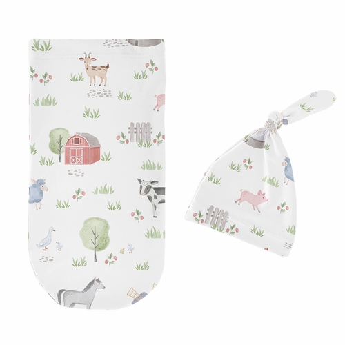 Farm Animals Collection Baby Cocoon and Beanie Hat - 2 Piece Set - alt image 1