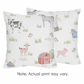 Farm Animals Collection Decorative Accent Throw Pillows - Set of 2