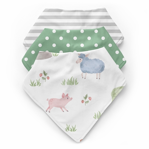 Farm Animals Collection Fabric Bandana Baby Bibs - 3 Pack Set