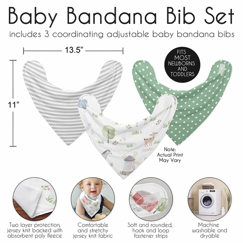Farm Animals Collection Fabric Bandana Baby Bibs - 3 Pack Set - alt image 2