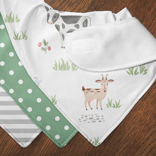Farm Animals Collection Fabric Bandana Baby Bibs - 3 Pack Set - alt image 4