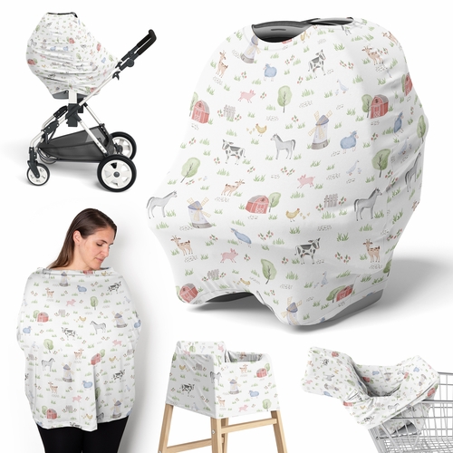 Farm Animals Collection Multi Use Baby Car Seat and Nursing Cover