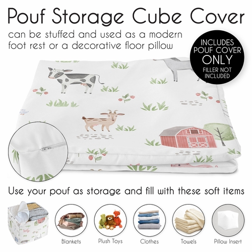Farm Animals Collection Ottoman Pouf Cover - alt image 4