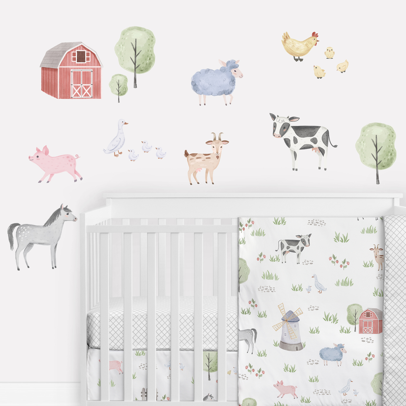 Farm Animals Collection Peel and Stick Wall Decal Stickers Set of 4