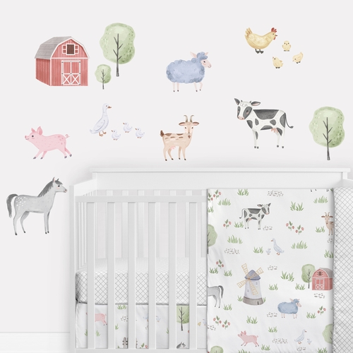 Farm Animals Collection Peel and Stick Wall Decal Stickers - Set of 4 Sheets