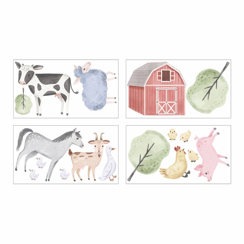 Farm Animals Collection Peel and Stick Wall Decal Stickers - Set of 4 Sheets - alt image 1