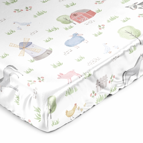 Farm Animals Collection Satin Fitted Crib Sheet