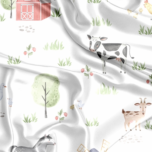 Farm Animals Collection Satin Fitted Crib Sheet - alt image 1