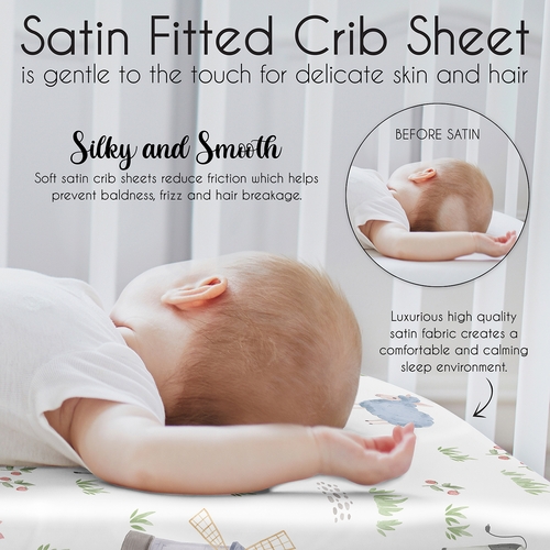 Farm Animals Collection Satin Fitted Crib Sheet - alt image 4