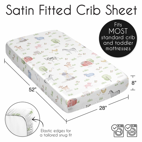 Farm Animals Collection Satin Fitted Crib Sheet - alt image 5