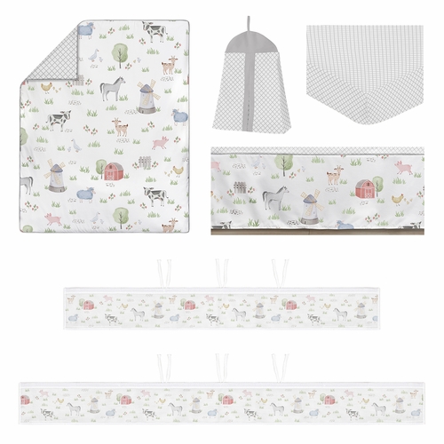 Farm Animals Collection Sweet Jojo Designs 6 Piece Crib Bedding + BreathableBaby Breathable Mesh Liner - alt image 1