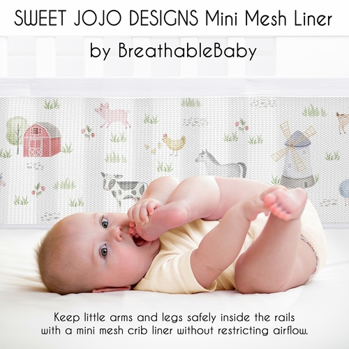 Farm Animals Collection Sweet Jojo Designs + BreathableBaby Breathable Mini Mesh Crib Liner - alt image 2