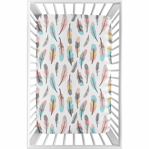Feather Collection Mini Crib Sheet - alt image 1