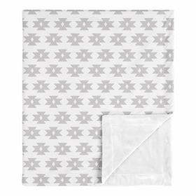 Feather Turquoise and Coral Collection Baby Blanket - Geometric Print