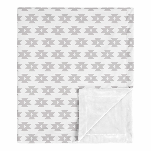 Feather Turquoise and Coral Collection Baby Blanket - Geometric Print