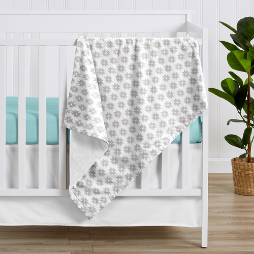 Feather Turquoise and Coral Collection Baby Blanket - Geometric Print - alt image 1