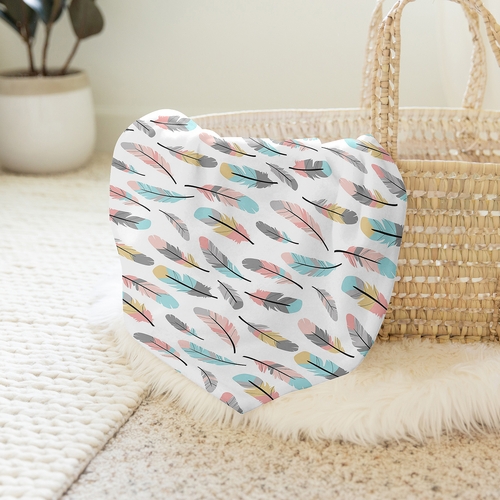 Feather Turquoise and Coral Collection Baby Swaddle Blanket - alt image 3