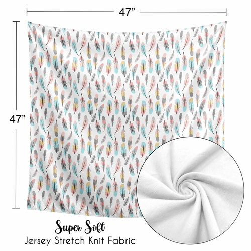 Feather Turquoise and Coral Collection Baby Swaddle Blanket - alt image 4