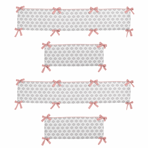 Feather Turquoise and Coral Collection Crib Bumper Pad - alt image 1