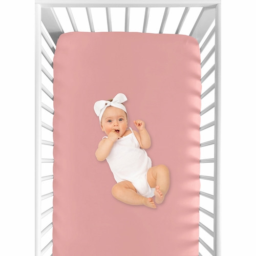 Feather Turquoise and Coral Collection Crib Sheet - Coral - alt image 3