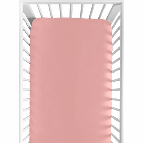 Feather Turquoise and Coral Collection Crib Sheet - Coral