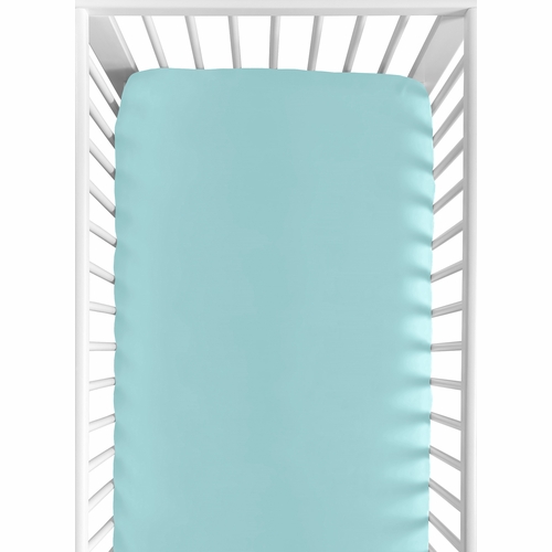 Feather Turquoise and Coral Collection Crib Sheet - Turquoise
