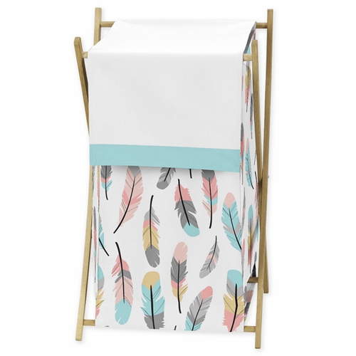Feather Turquoise and Coral Collection Hamper