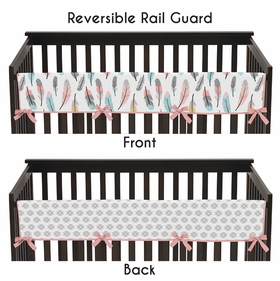 Feather Turquoise and Coral Collection Long Rail Guard Cover
