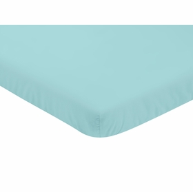 Feather Turquoise and Coral Collection Mini Crib Sheet - Turquoise