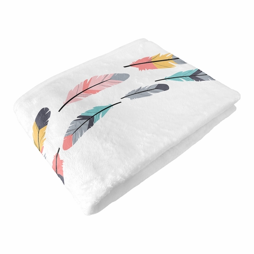 Feather Turquoise And Coral Collection Monthly Milestone Baby Blanket - alt image 5