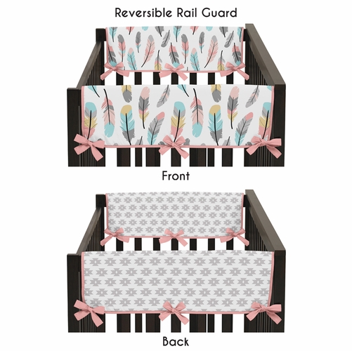 Feather Turquoise and Coral Collection Side Rail Guard Covers - Set of 2