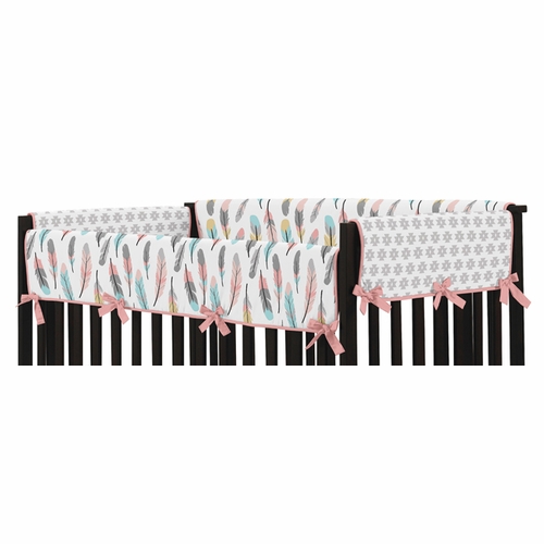 Feather Turquoise and Coral Collection Long Rail Guard Cover - alt image 1