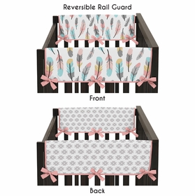 Feather Turquoise and Coral Collection Side Rail Guard Covers - Set of 2